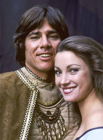 Hatch with Jane Seymour (Serina) in 1978's Battlestar Galactica.